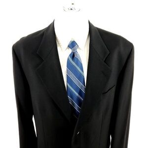 Joseph & Feiss Internatioinal Wool 3 Silver Button‎ Blazer 40L Black